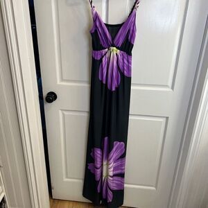 Women Unbranded Dress L Black Purple flower maxi ess